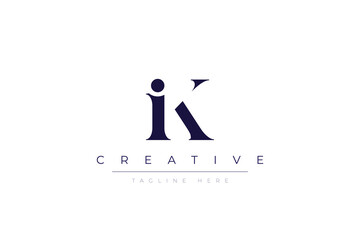 iK abstract  minimalist letters Logo Monogram. It is a minimalist logo, this logo is made by combining two letters