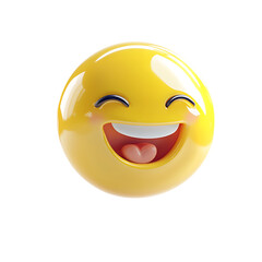 PNG Cheerful 3D Emoticon, Smiling Yellow and Ready to Brighten Messages Against Transparent Background for Social Media, Emoji, or Digital Communication Projects.