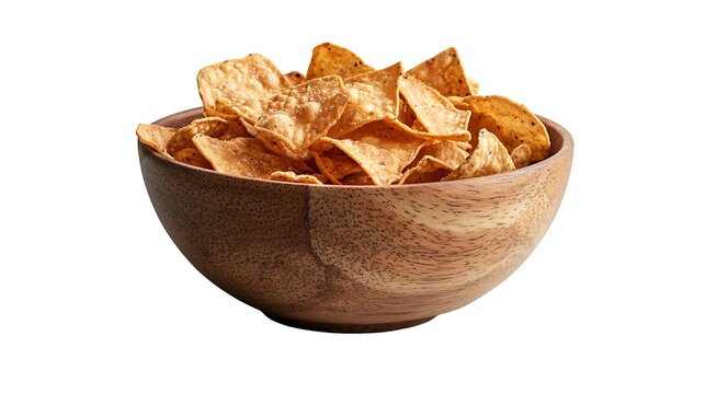 A bowl crispy corn tortilla chips, isolated on white background