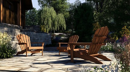 Adirondack furniture set for outdoor relaxation high resolution picture