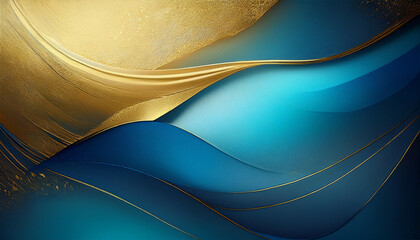 subtle blue and gold gradient texture wide abstract background for elegant designs