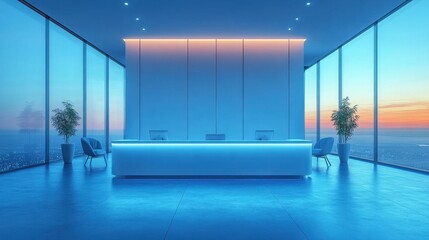 Modern Stylish Corporate Reception Area with Clean Lines and Lighting