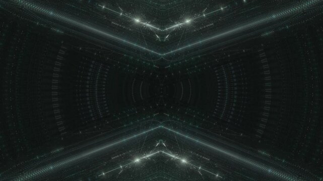 leuchtende Lichtpunkte bewegen sich langsam Richtung Zentrum, digitaler Datentransfer, Licht, Internet, Energie, Datenfluss, Internet, Geschwindigkeit, Wandel, Austausch, Algorithmus, t&uuml;rkis