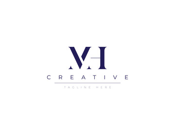 Fototapeta premium mH abstract minimalist letters Logo Monogram. It is a minimalist logo, this logo is made by combining two letters