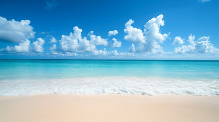Fototapeta premium Beautiful tropical landscape with sandy beach and crystal clear turquoise ocean