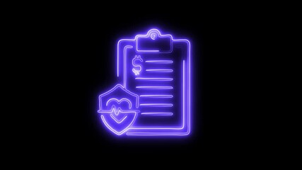 Glowing neon Prescription icon isolated on black background. HD Video motion graphic animation