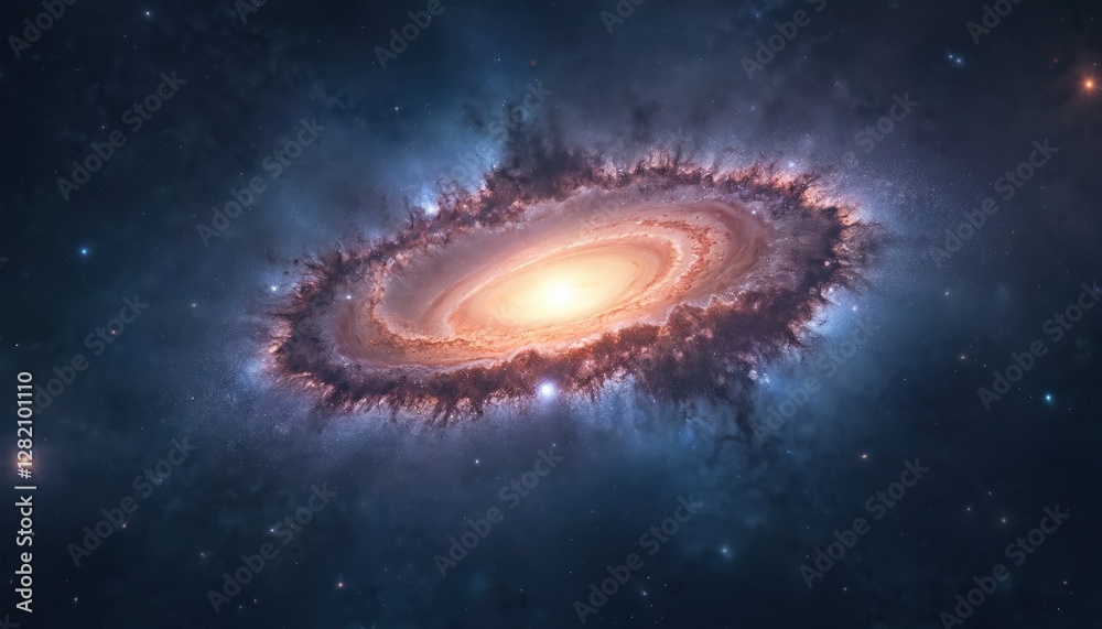 Wall mural immersive orion galaxy with ring of dust and bright center in deep space. starry night sky fantasy w