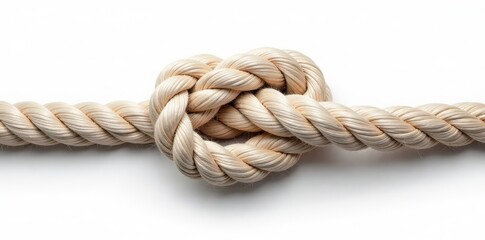 Obraz premium nautical rope with intricate knot isolated on white background , nautical, isolation