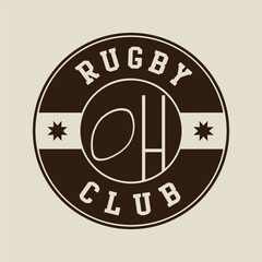 Rugby Round Seal, Vector Illustration Web Stamp Symbol Abstract Editable image