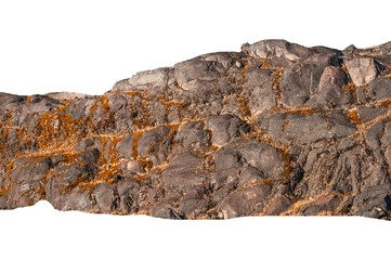 Big rock isolated on white. This has clipping path. Isolated PNG cutout of volcanic rocks on a transparent background