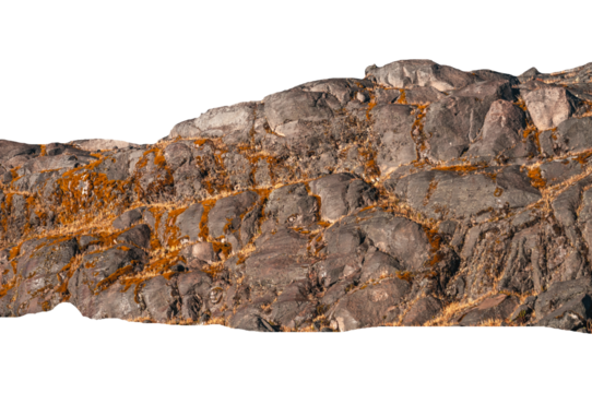 Big rock isolated on white. This has clipping path. Isolated PNG cutout of volcanic rocks on a transparent background