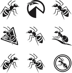 Ant icons set silhouette