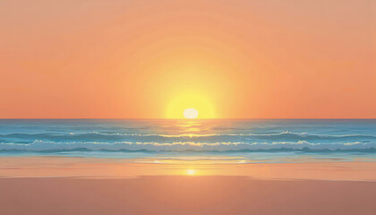 Obraz premium Serene ocean sunset with golden light reflecting on water, ideal for travel blogs, relaxation themes, and nature-inspired designs