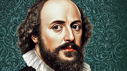 Portrait of a famous playwright with a ruffled collar created in a classical artistic style