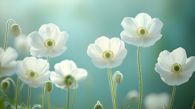 A serene garden with blooming mountain avens flowers, their delicate white petals adding a soft touch