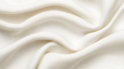 Obraz premium A White Linen Fabric Shows Waves and Gentle Folds Closely