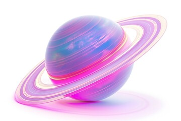 Obraz premium A vibrant, surreal depiction of a planet with colorful rings, evoking a dreamlike cosmic atmosphere.