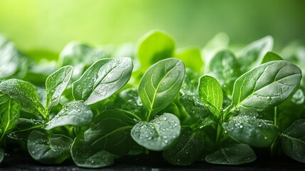 Soft-focus close-up of organic arugula