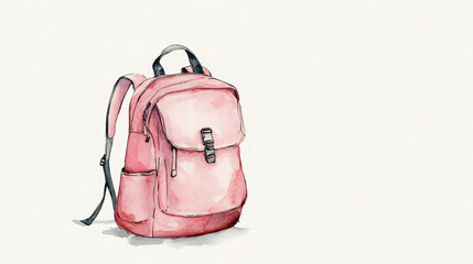 Pink Watercolor Backpack on White Background for Creative Projects