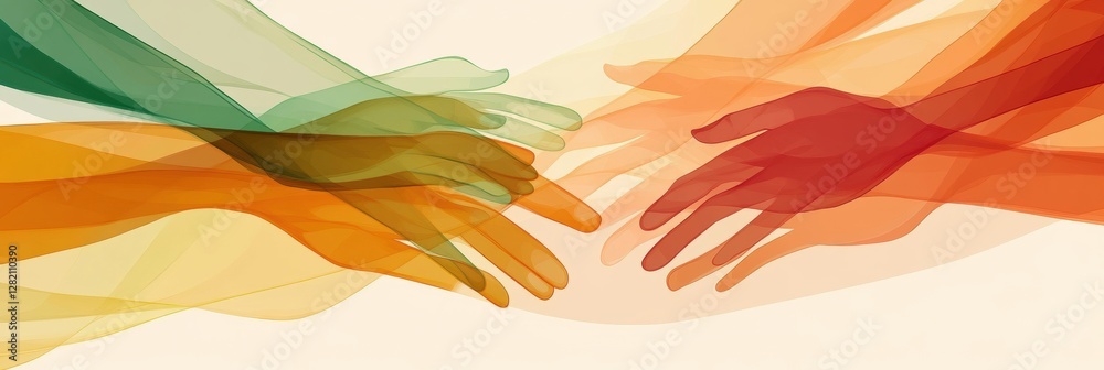 Leinwandbilder Illustration of interconnected hands representing unity and support among diverse communities. Generative AI