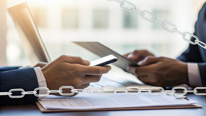 Business & Corporate concept, Business professionals using mobile devices for collaboration and communication