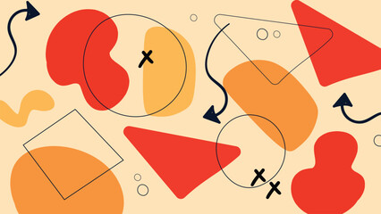 Trendy abstract illustration with artistic forms, geometric figures, and dynamic hand drawn elements. Perfect for fashion, branding, backgrounds, posters, and decorative digital content.