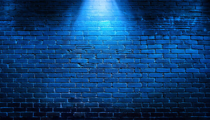 blue spotlight on brick wall