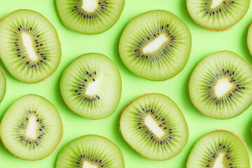 Fototapeta premium seamless background pattern of kiwi wedges arranged in geometric formation