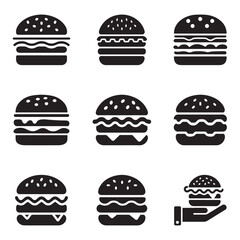 Burger icon set, cheese burger Symbol Design.Burger icon set, cheese burger Symbol Design.
