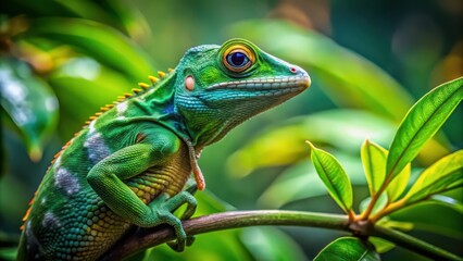 Fototapeta premium Green Lizard on Branch