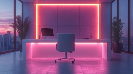 Minimalist Abstract Illustration of an Empty Modern Office Space