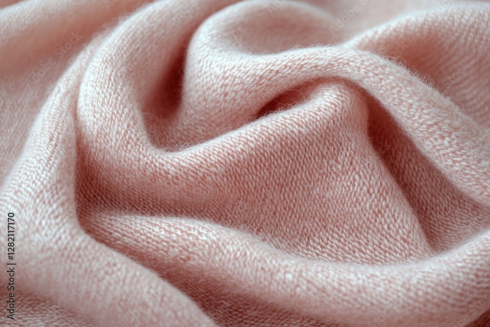 Poster Textured natural fabric draping softly in warm light displaying intricate weave patterns and subtle color variations in a cozy indoor setting
