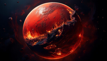 red planet apocalypse isolated on black background ready for insert in galaxy space
