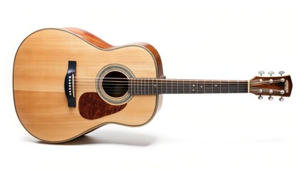 Acoustic Guitar on White Background