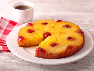 Pineapple upside-down cake, classic retro cake