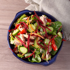 vegetable salad with mackerel