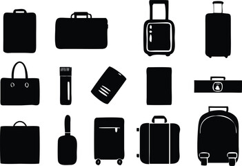 Travel flat icons set. Summer vacations symbols. Traveling, vacation, relax and tourism signs collection. 