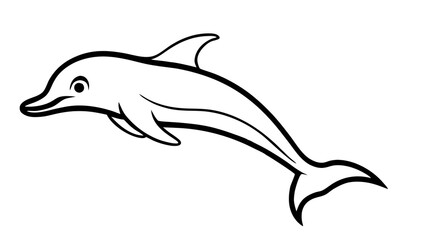 Obraz premium Playful Black and White Dolphin Illustration on White Background