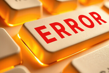 Error inscription text words on a keyboard key