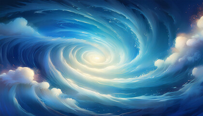 Fototapeta premium light swirl on water surface or clouds background twirl cloud
