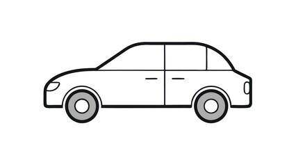 Fototapeta premium a simple line drawing of a car in side view, perfect for illustrating transportation or automotive concepts