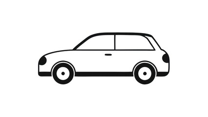 Obraz premium a modern car icon in black and white. The vehicle is seen in profile, highlighting its sleek design