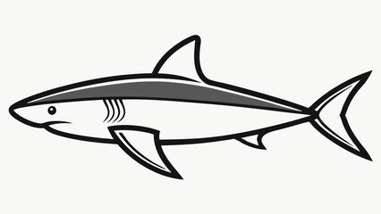 Fototapeta premium Illustration of Black and White Apex Predator Shark Swimming on White Background