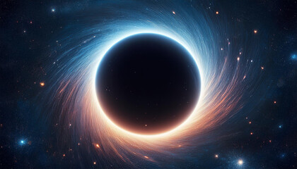 Obraz premium black hole over star field in outer space universe filled with stars