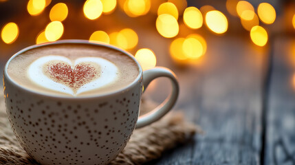 A Picture of a Cup Of Coffee, With The Background Of The Coffee Shop And Its Customers Blurred. Cafe Drink Menu Image