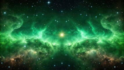 Naklejka premium Ethereal Emerald Nebula Wallpaper Capturing the Cosmic Wonder of the Galaxy