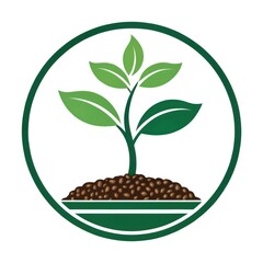 Eco Growth Logo Emblem for Sustainable Agriculture and Nurturing Nature on White Background