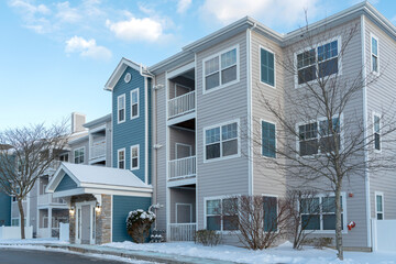 apartment community residential area after snow storm