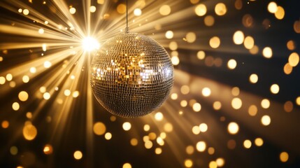 Fototapeta premium Colorful disco ball with vibrant lights, reflecting a retro party atmosphere