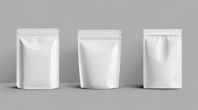 Blank flow pack mockup vector illustration on a grey background Can be used in advertising promos or packaging